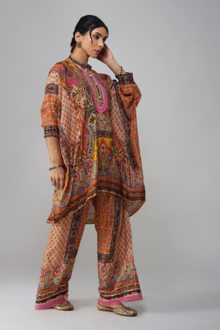 Sawariya Peach Floral Co-ord Set in Soft Cotton